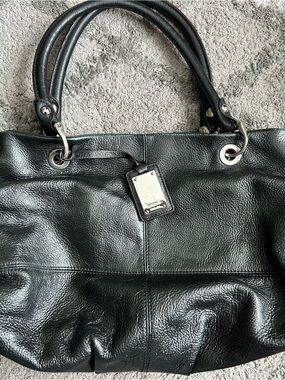 Tignanello Black Leather Tote Bag